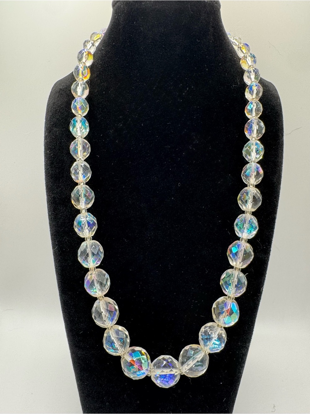 Faceted Aurora Borealis Crystal Bead Necklace